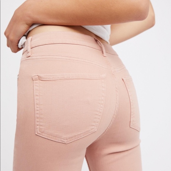 Free People Busted Knee Dusty Rose/Blush Pink Hi-Rise Skinny Jeans Size 30 - Picture 2 of 12
